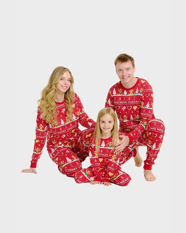 Roter Weihnachtskeks-Pyjama für Kinder