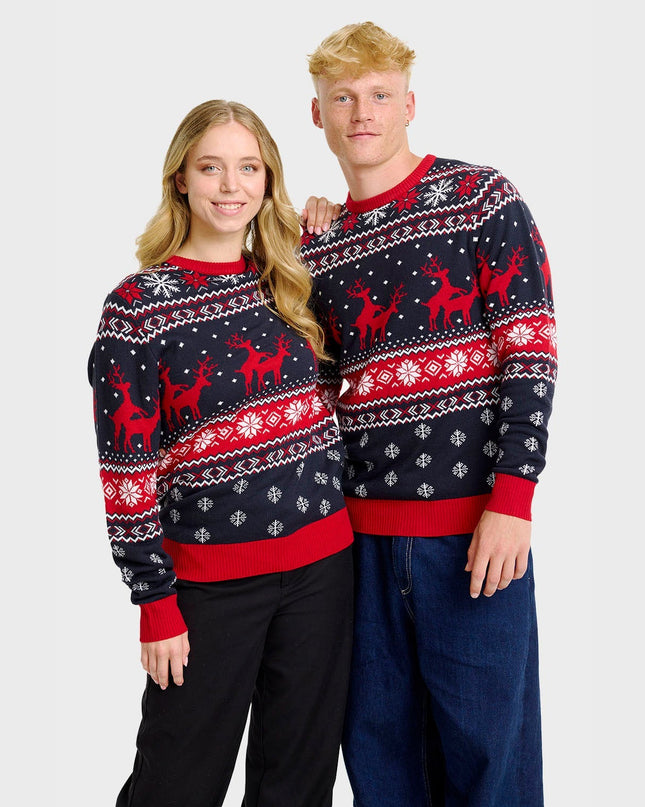 Frecher Weihnachtspullover mit Rentiermotiv – Damen