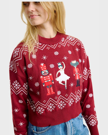 Weihnachtspullover mit Nussknackermotiv für Damen