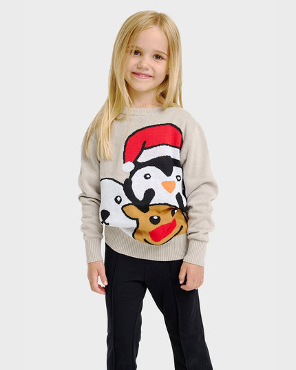 Weihnachtspullover mit Tiermotiven - Kinder