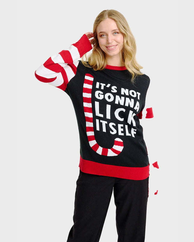 Weihnachtspullover mit Zuckerstangenmotiv für Damen