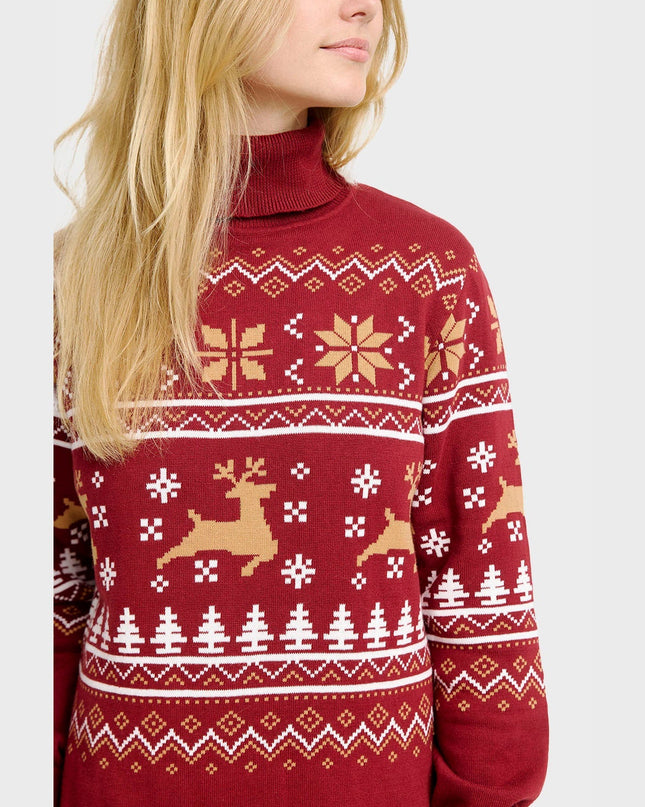 Weihnachtskleid mit Rollkragen für Damen