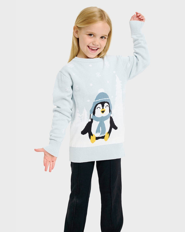Niedlicher Pinguin-Weihnachtspullover – für Kinder