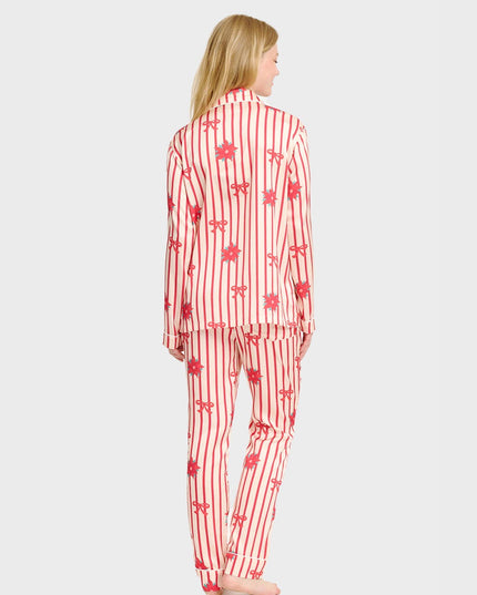 Weihnachtspyjama aus Satin für Damen – perfekt für festliche Nächte