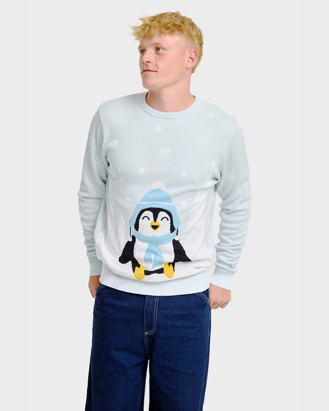 Niedlicher Pinguin-Weihnachtspullover – Herren