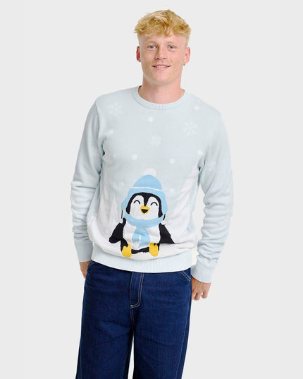 Niedlicher Pinguin-Weihnachtspullover – Herren