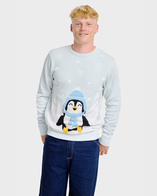 Niedlicher Pinguin-Weihnachtspullover – Herren