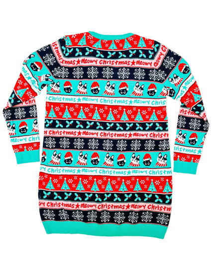 Vintage-Weihnachtspulloverkleid – Katzenweihnacht