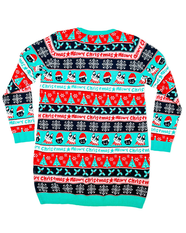 Vintage-Weihnachtspulloverkleid – Katzenweihnacht