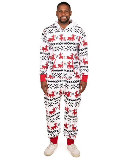 Men's Red and White Reindeer Jumpsuit