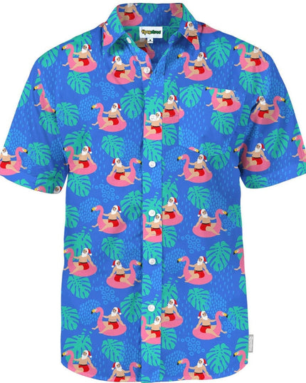 Men's Santa Pool Party Button Down Shirt