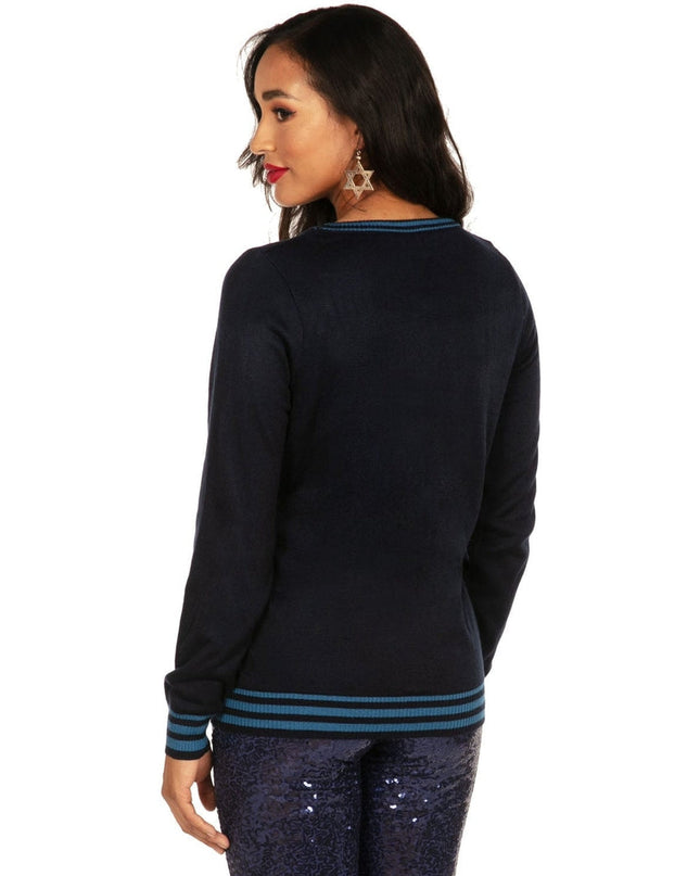 Women's Too Lit to Quit Light Up Ugly Hanukkah Sweater