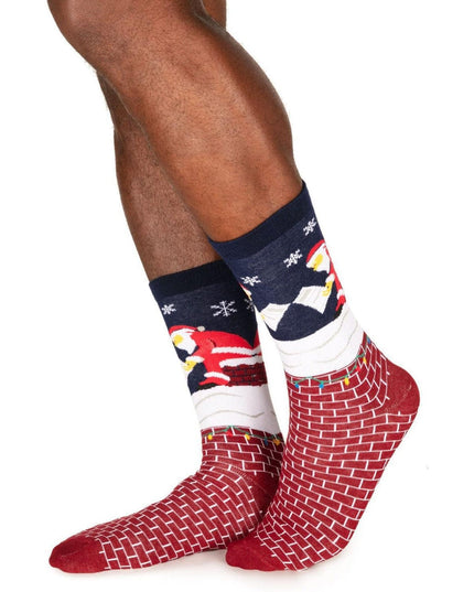 Men's Santa Pooping in Chimney Socks (Fits Sizes 8-11M)
