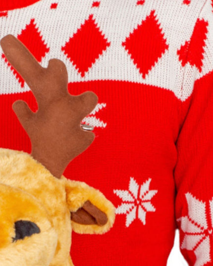 Roter 3D-Elch-Weihnachtspullover für Damen