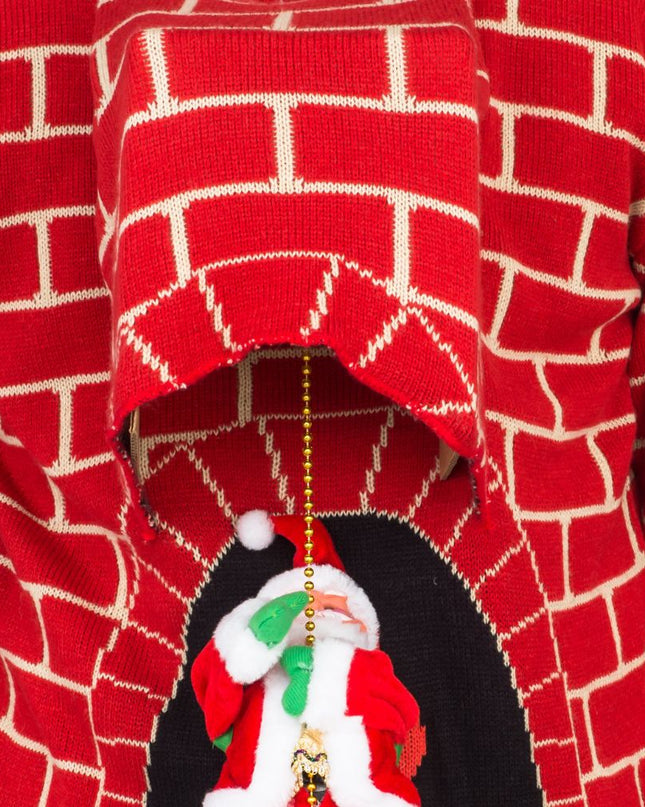 Weihnachtsmann 3D Schornstein kletternder hässlicher Weihnachtspullover