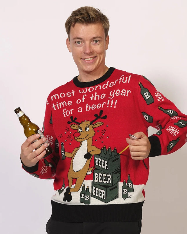 Weihnachtspullover Die schönste Zeit für ein Bier