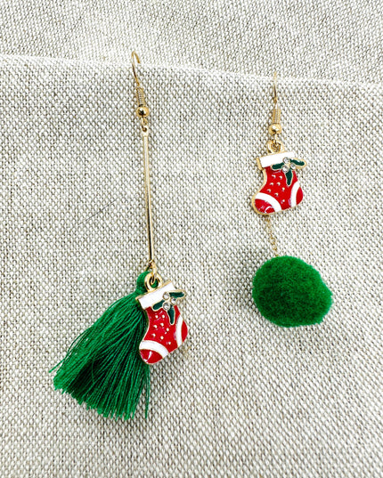Weihnachtsohrringe - Strasssocken-Design