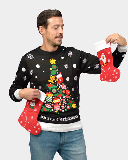 Schwarzer Weihnachtspullover für Paare mit Weihnachtsbaum