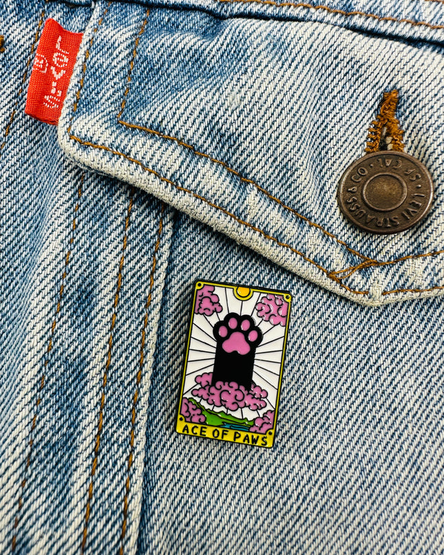 Katzen-Tarot-Anstecknadel | Ass der Pfoten | Familien-Halloweenkostüme