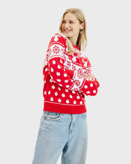 Klassischer roter Weihnachtspullover - Damen