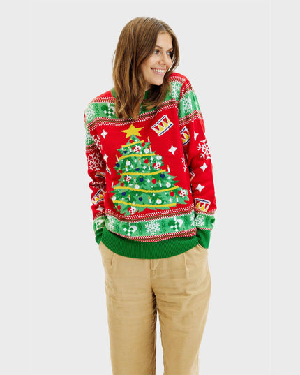 Weihnachtsbaum-Pullover für Damen – Leuchtender Weihnachtspullover, der