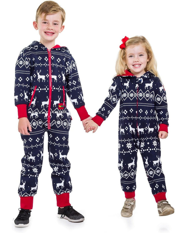 Boy's / Girl's Blue Fair Isle Reindeer Jumpsuit