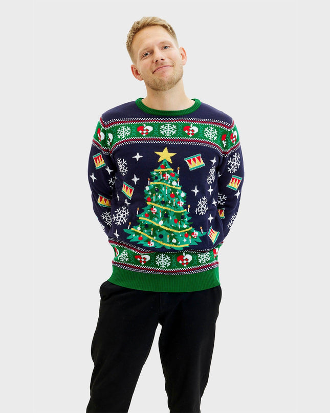 Blue Christmas Tree Sweater for Men
