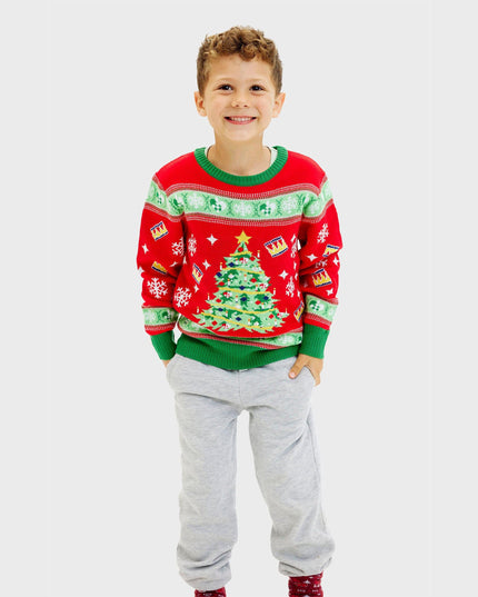 Christmas Tree Sweater for Kids - Light-Up Ugly Christmas Design