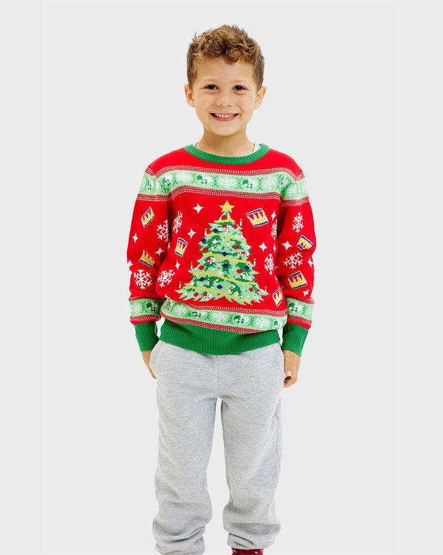 LED-Weihnachtsbaum-Pullover für Kinder