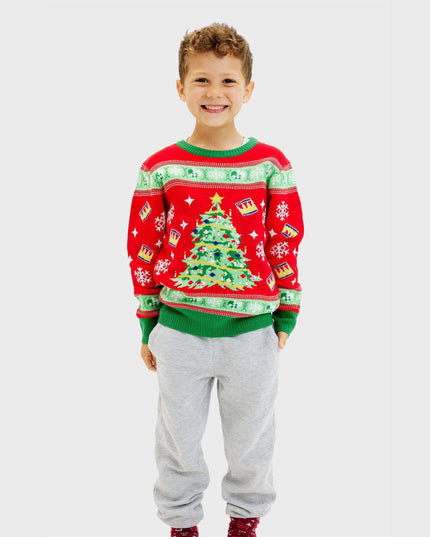 Christmas Tree Sweater for Kids - Light-Up Ugly Christmas Design