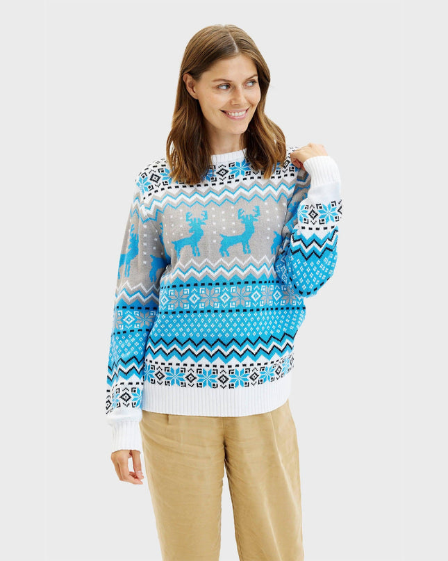 Traditional Blue Christmas Sweater for Women