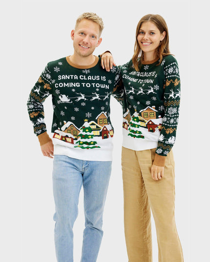 Santa Claus LED Christmas Sweater for Women - Groen