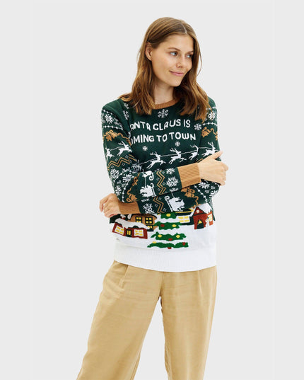 Santa Claus LED Christmas Sweater for Women - Groen