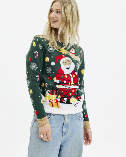 Santa Christmas Star Sweater for Women - Light-Up Design