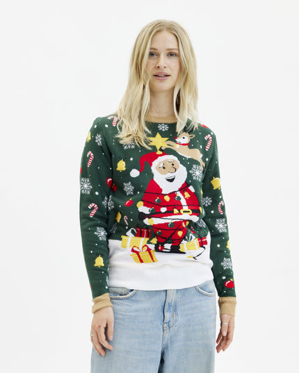 Santa Christmas Star Sweater for Women - Light-Up Design