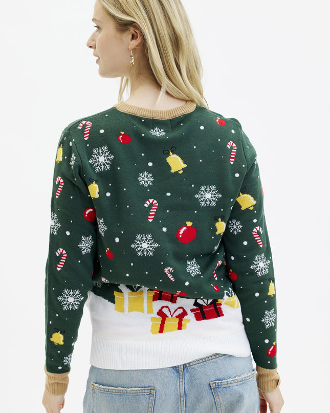 Light-Up Santa Christmas Star Sweater for Women