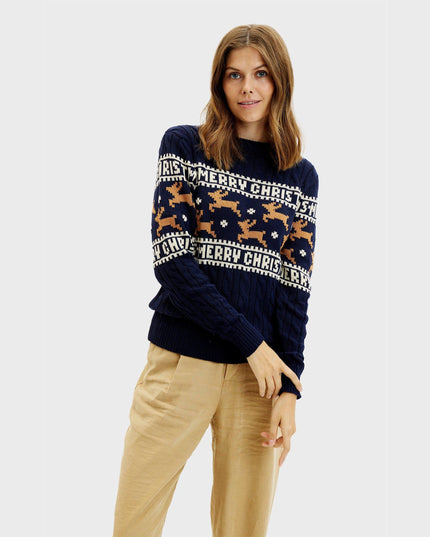 Elegant Blue Christmas Sweater for Women