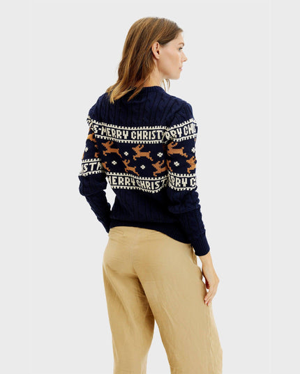 Elegant Blue Christmas Sweater for Women