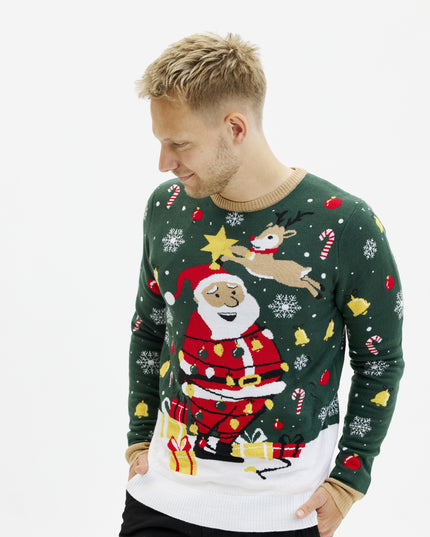 Santa Christmas Star Sweater for Men - Light-Up Design