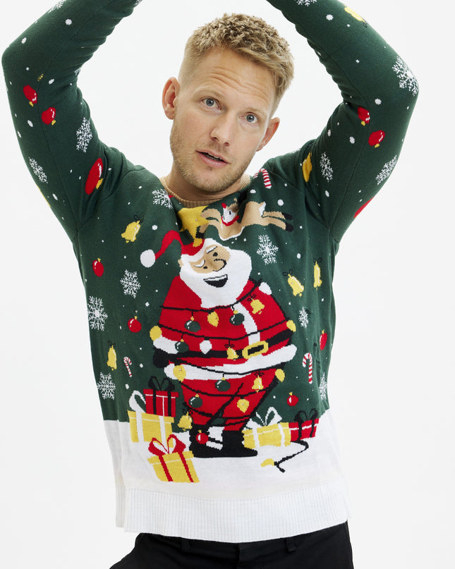 Santa Christmas Star Sweater for Men - Light-Up Design