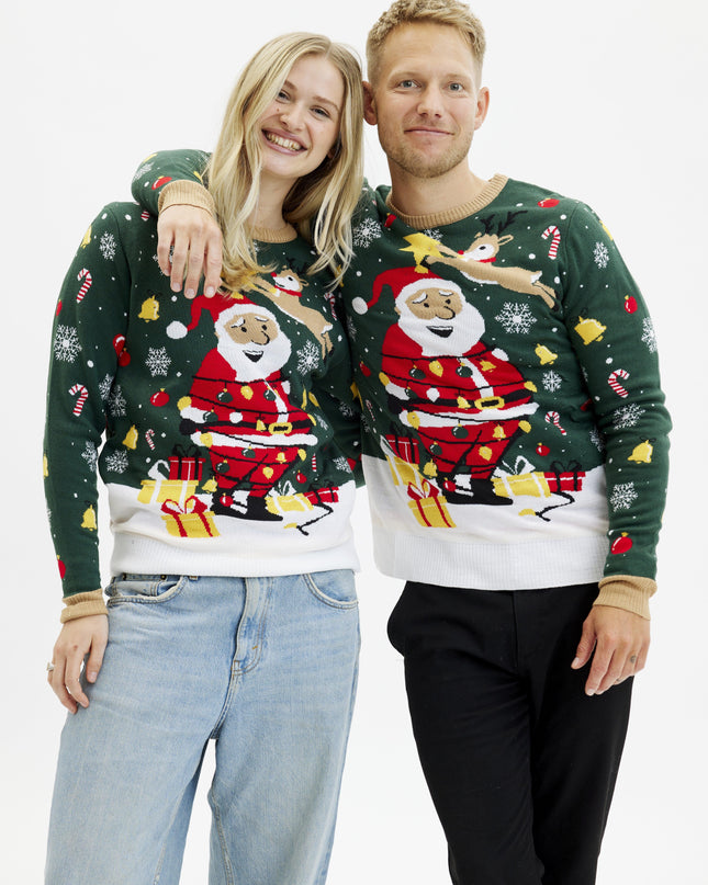 Santa Christmas Star Sweater for Men - Light-Up Design