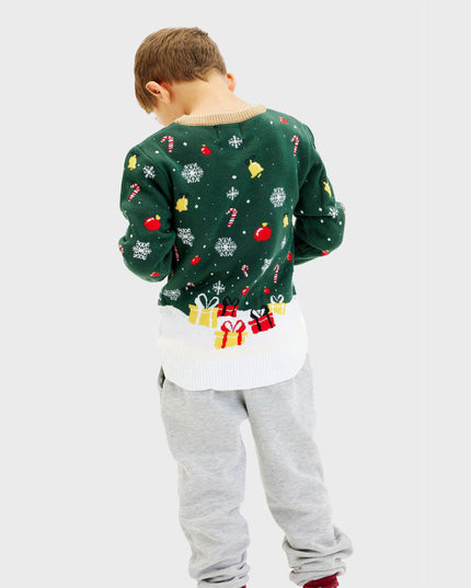 Santa Star Christmas Sweater for Kids with Lights