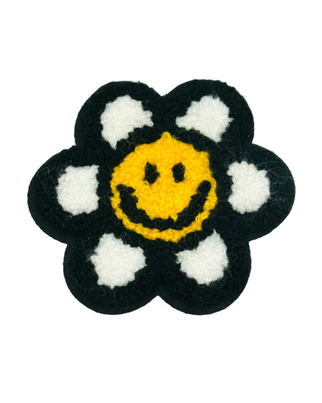Aufbügelbarer Aufnäher – Flauschiges Blumen-Smiley II