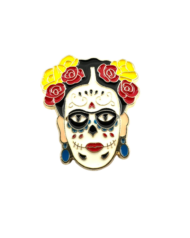 Frida Calavera Anstecknadel – Künstlerisches Accessoire, inspiriert von Frida
