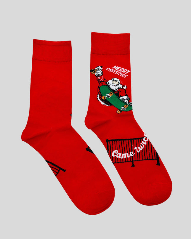 Socken – Skateboard fahrender Weihnachtsmann – Lustiges Weihnachtsaccessoire
