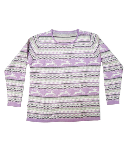 Vintage-Weihnachtspullover – Lila Rentiermuster