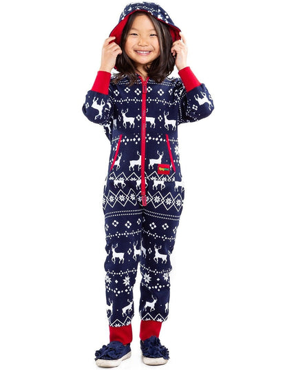 Boy's / Girl's Blue Fair Isle Reindeer Jumpsuit