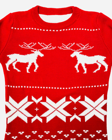 Vintage Christmas Sweater Dress - Reindeer Design