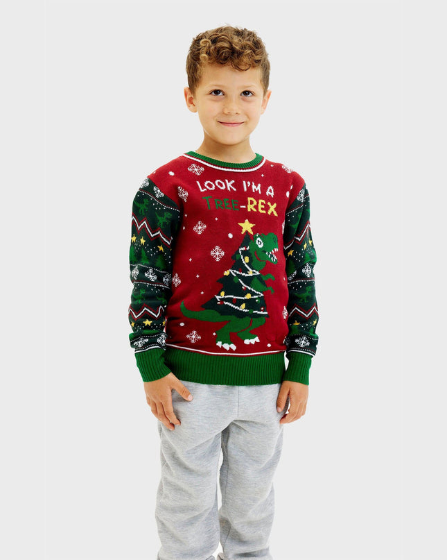 Tree-REX Kids Christmas Sweater for Festive Fun