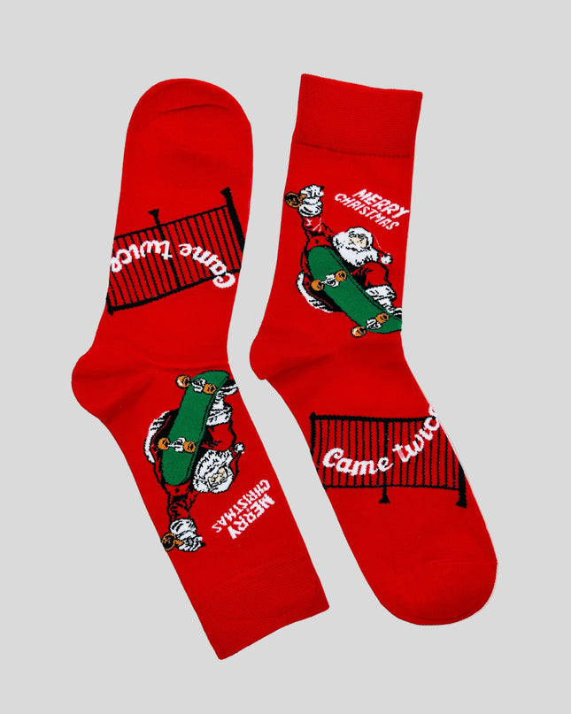 Socken – Skateboard fahrender Weihnachtsmann – Lustiges Weihnachtsaccessoire